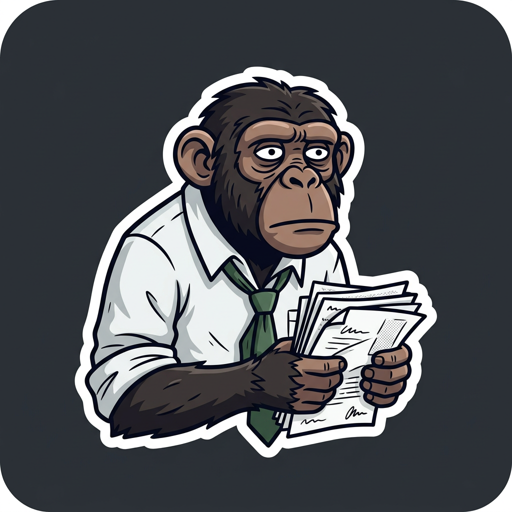 Office Monkey with a blank thousand-yard stare